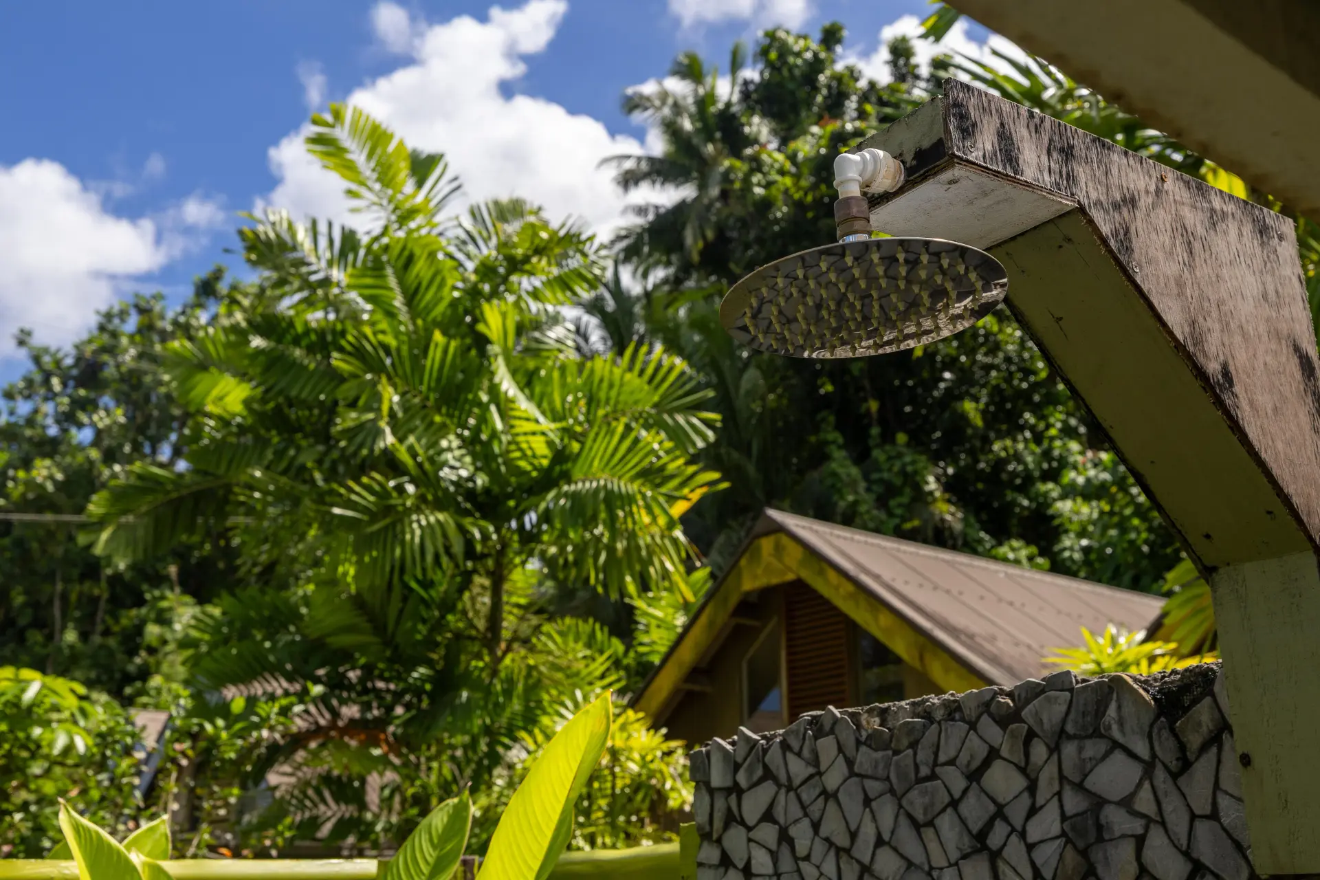 Outdoor shower with sky view